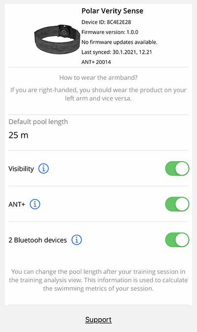 Verity Sense settings in Flow app 2